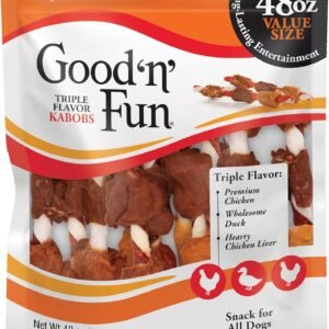 Good'n'Fun Triple Flavored Rawhide Kabobs for Dogs 3 Pound (Pack of 4)